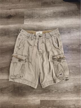 Vintage Y2K Hollister Cargo Shorts Khaki Distressed Utlity Baggy Men's Size 30